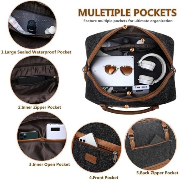 Weekender Bags for Women Large Overnight Bag Weekend Travel Duffel Bag - Picture 4 of 7